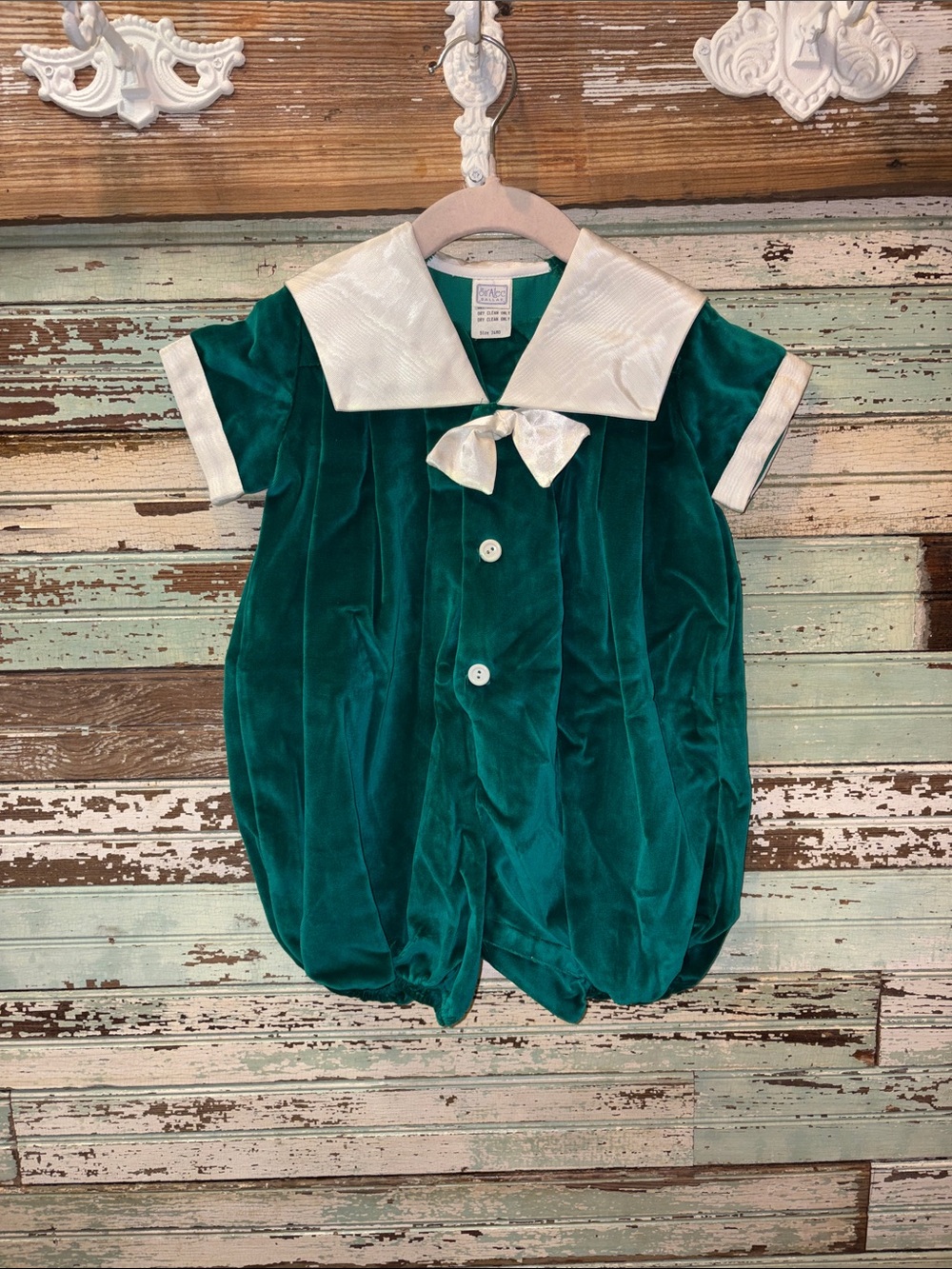Velvet Sailor Romper with White Collar